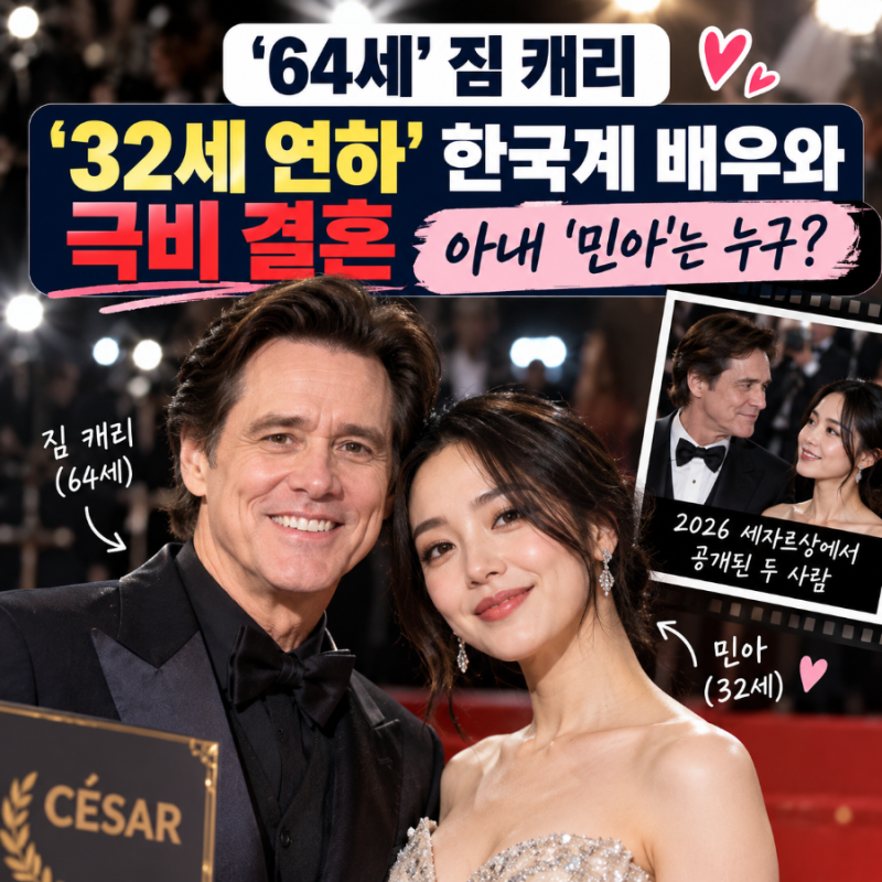 짐 캐리 64세에 세 번째 결혼｜32세 연하 ‘민아’는 누구? 한국계 배우·아티스트로 알려진 ....