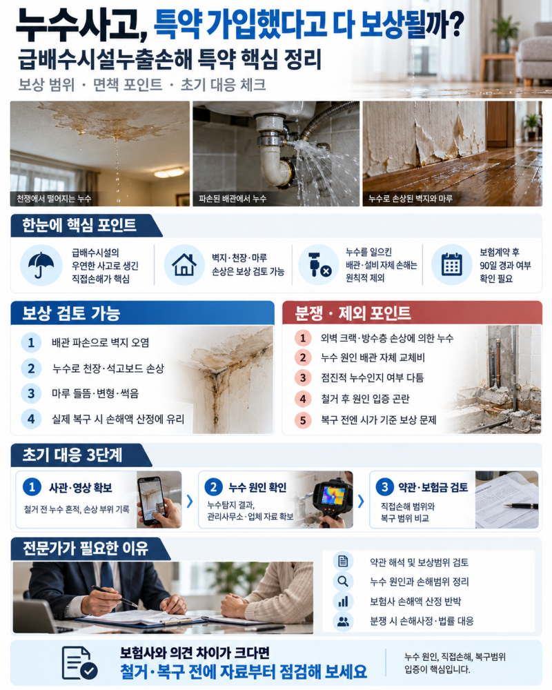 아파트 누수사고, 급배수시설누출손해 특약 가입했다고 다 보상될까?