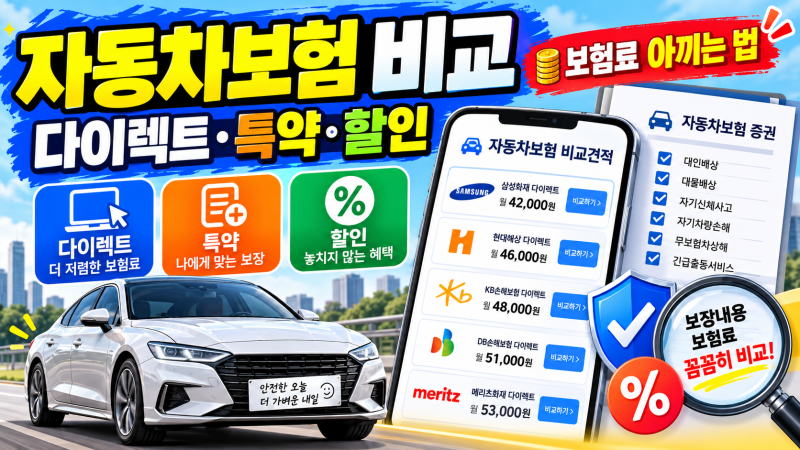 자동차보험 비교하는 방법｜다이렉트 보험료·특약·할인까지 총정리