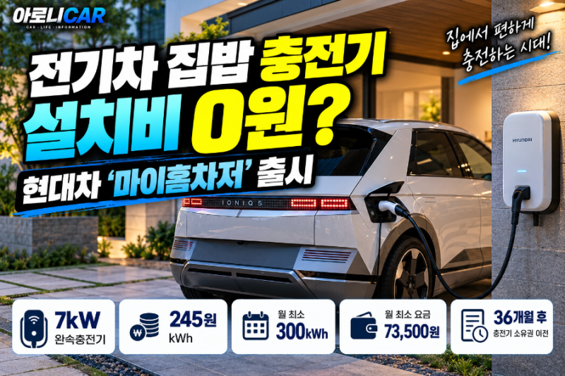 전기차 집밥 충전기 설치비 0원?｜현대차 ‘마이홈차저’ 월 7만3500원 따져봤습니다