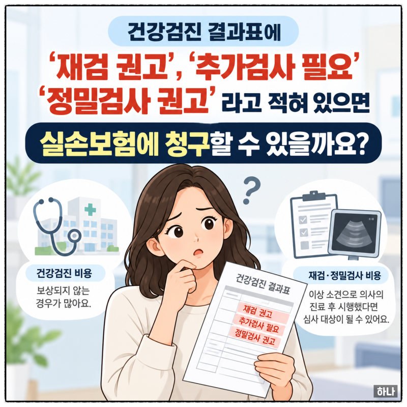 건강검진 재검 비용 실손보험 청구될까요?