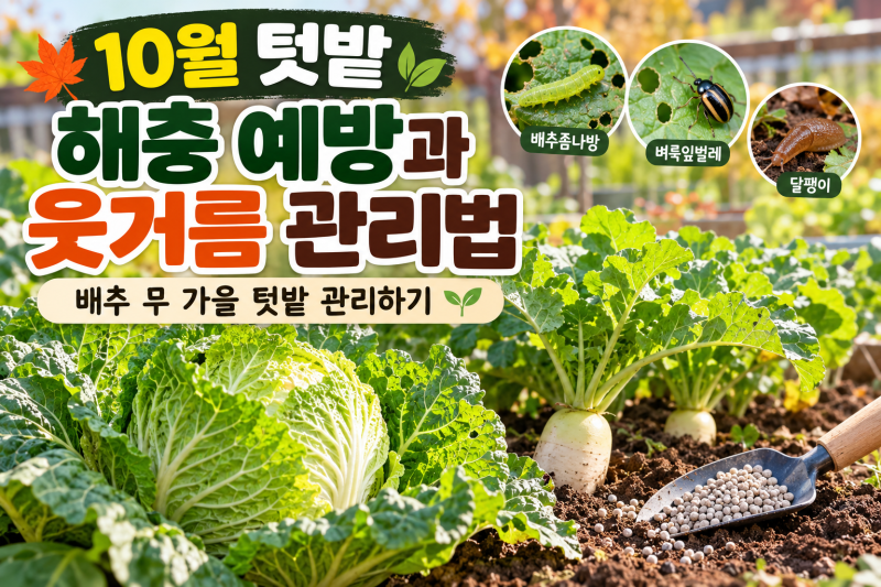 10월 텃밭 해충 예방과 웃거름 관리법｜배추 무 가을 텃밭 관리하기