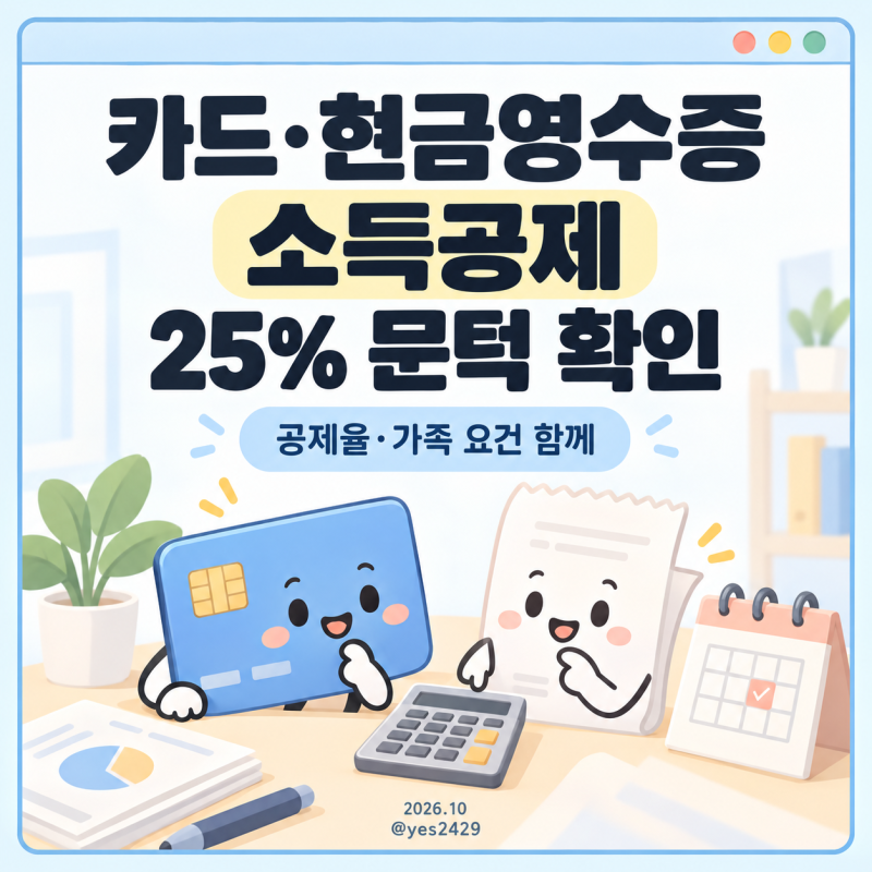 신용카드·체크카드·현금영수증 소득공제, 총급여 25%와 가족 사용액