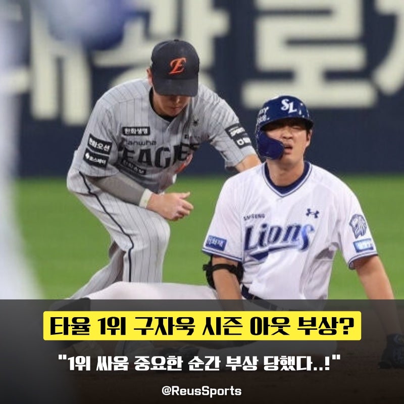 “왼쪽 햄스트링 통증” 타율 .371 구자욱 시즌 아웃 부상?