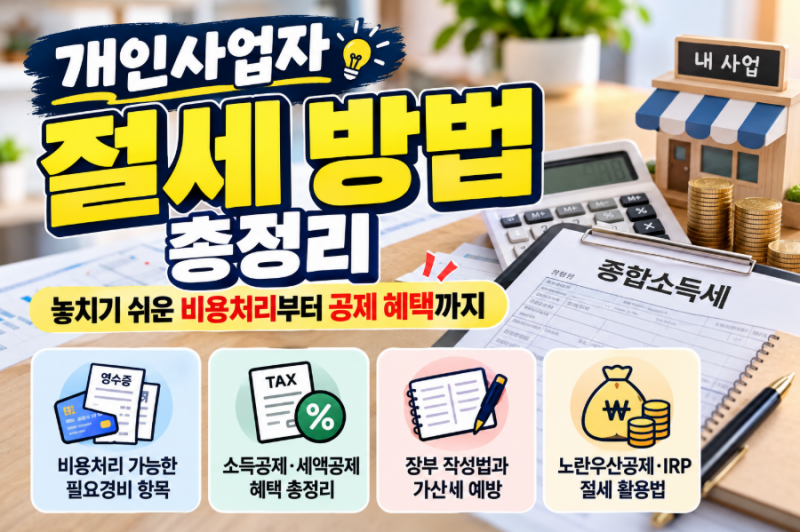 개인사업자 절세 방법 총정리: 놓치기 쉬운 비용처리부터 공제 혜택까지