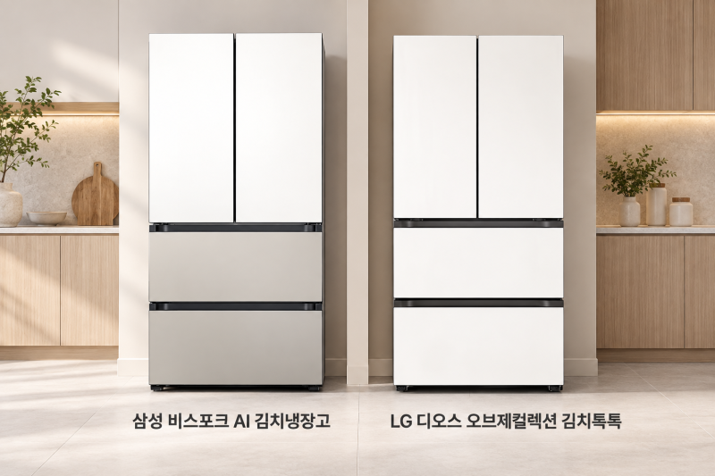 ☀️김치냉장고 비교☀️삼성 비스포크 AI 김치냉장고 490L vs LG 디오스 오브제컬렉션 김치톡....