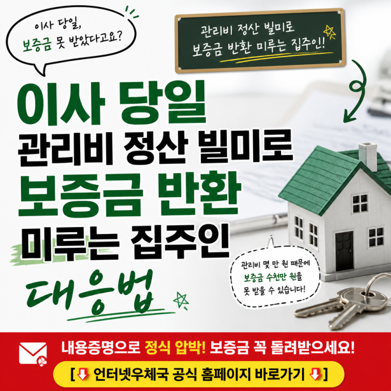이사 당일 관리비 정산 빌미로 보증금 반환 미루는 집주인 대응법