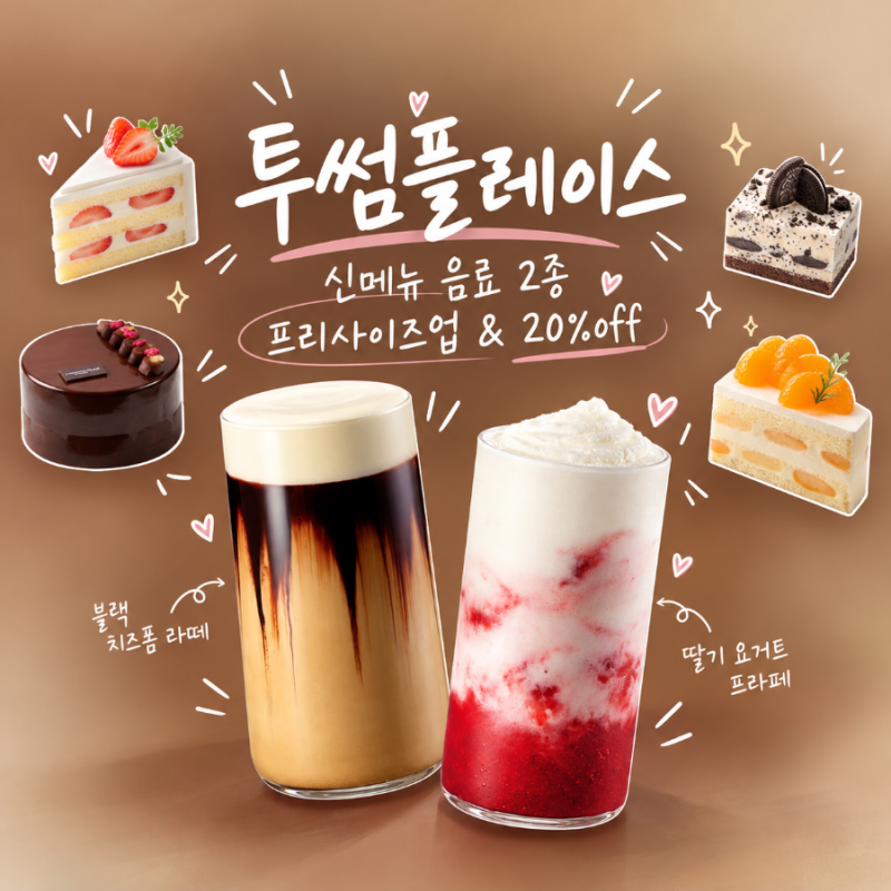 투썸플레이스 10월 신메뉴 음료 2종 프리사이즈 업 가격 20% 할인 이벤트