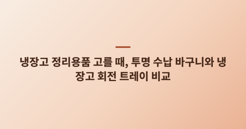 냉장고 정리용품 고를 때, 투명 수납 바구니와 냉장고 회전 트레이 비교