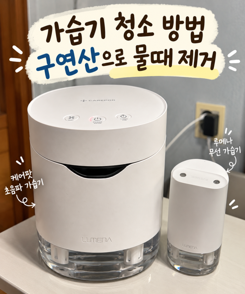 가습기 청소 방법, 구연산 물때 제거｜케어팟 초음파 가습기·루메나 무선 가습기 세척