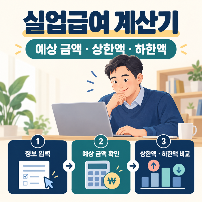 실업급여 계산기, 예상 금액·상한액·하한액 확인방법