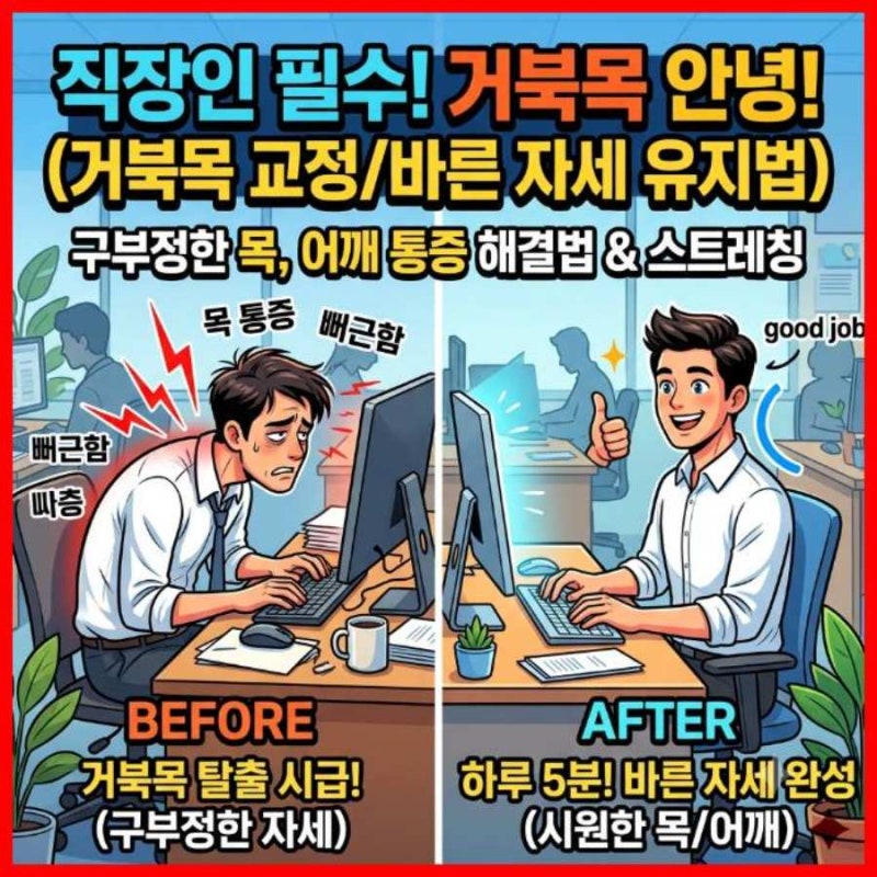 직장인을 위한 거북목 교정 및 바른 자세 유지하는 방법