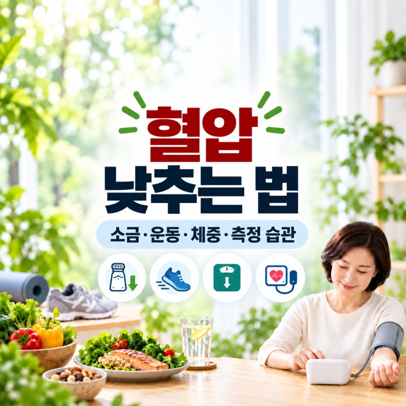 혈압 낮추는 법, 소금·운동·체중부터 집에서 재는 방법까지