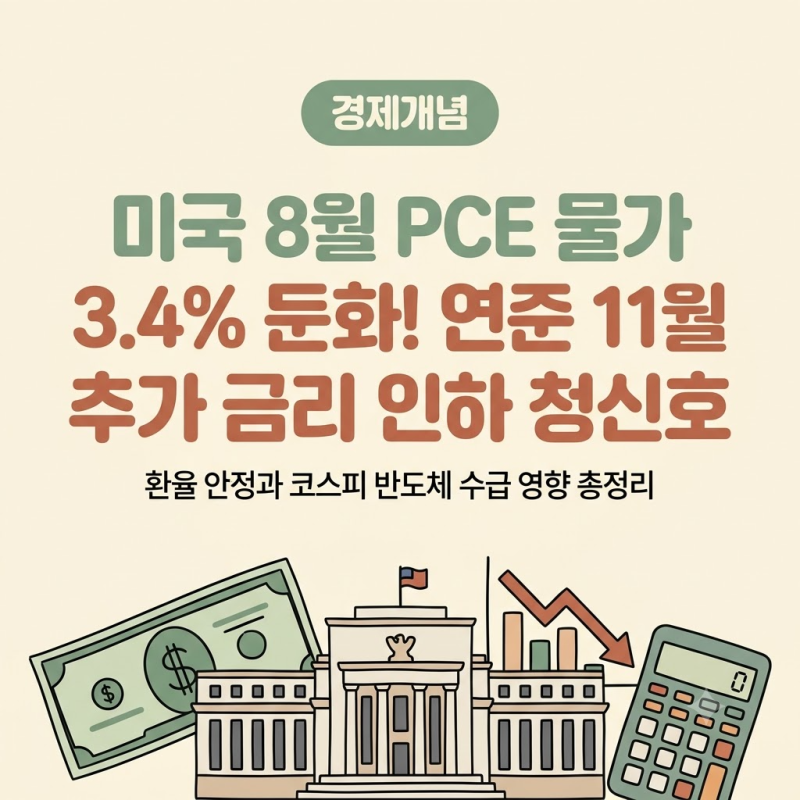 미국 8월 PCE 물가 3.4% 둔화 발표! 연준 11월 추가 금리 인하 기대와 환율·국내 증시 영향 분석