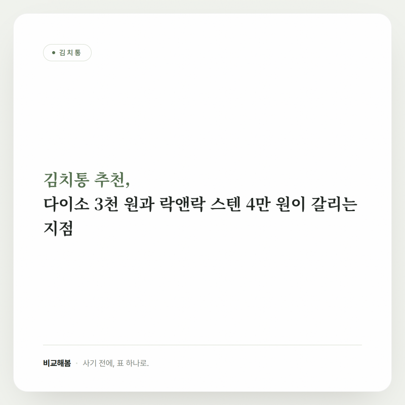 김치통 추천, 다이소 3천 원과 락앤락 스텐 4만 원이 갈리는 지점