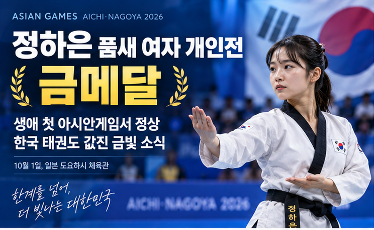 정하은, 태권도 품새 여자 개인전 금메달…생애 첫 아시안게임에서 정상