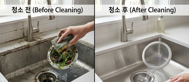 싱크대 배수구 냄새 제거, 베이킹소다 식초로 해결하는 법