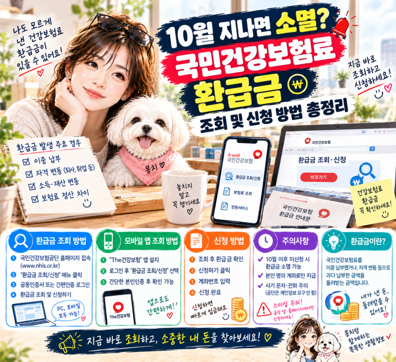 10월 지나면 소멸? 국민건강보험료 환급금 조회 및 신청 방법 총정리
