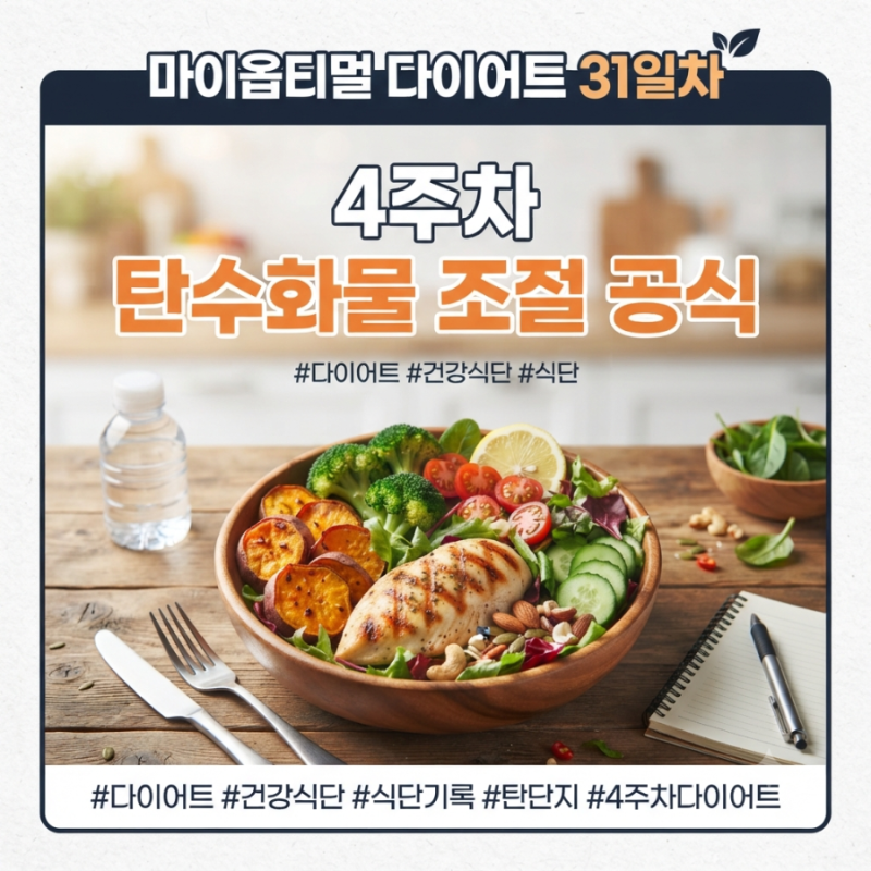 [박용우 마이옵티멀 스위치온 31일차] 4주차 탄수화물 섭취 공식과 요요 방지 꿀팁