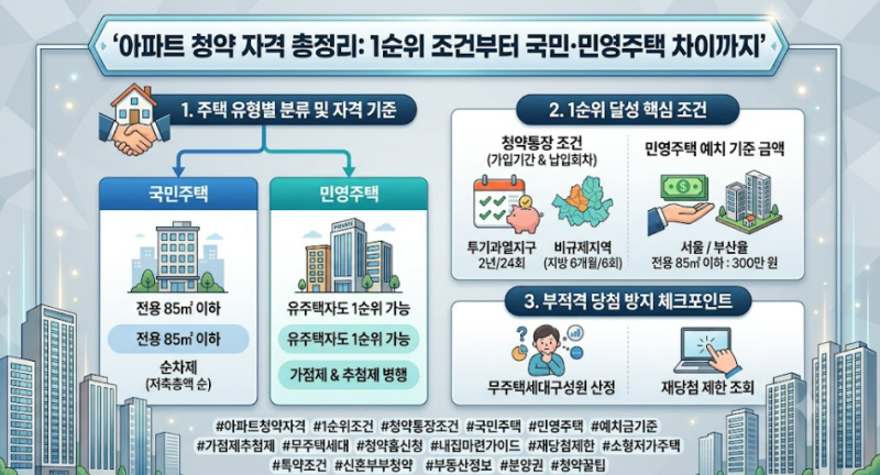 아파트 청약 자격 총정리: 1순위 조건부터 국민·민영주택 차이까지