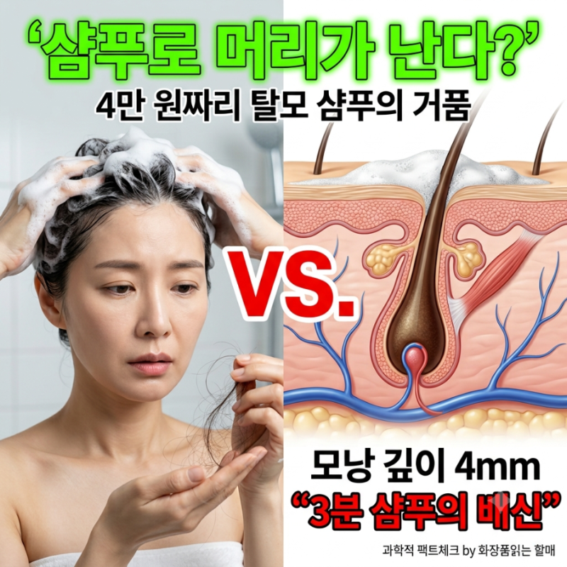 "샴푸로 머리카락이 다시 난다고요?" 4만 원짜리 탈모 샴푸의 거품과 여성 정수리 탈모의 진....