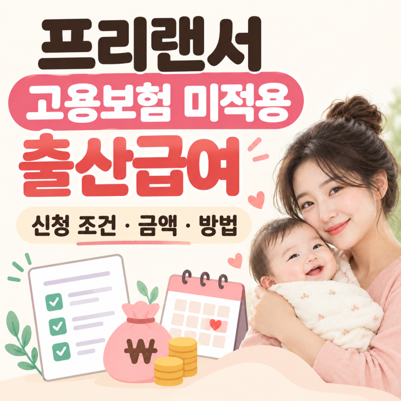 프리랜서 출산급여 신청방법 고용보험 미적용자 출산급여 조건 금액 지급후기 2026년 10월