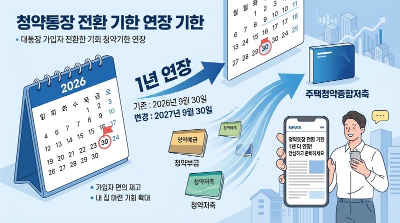 주택청약 전환 기한 2027년 9월로 연장, 종전 가입기간 3.1% 금리로 인정받는 조건