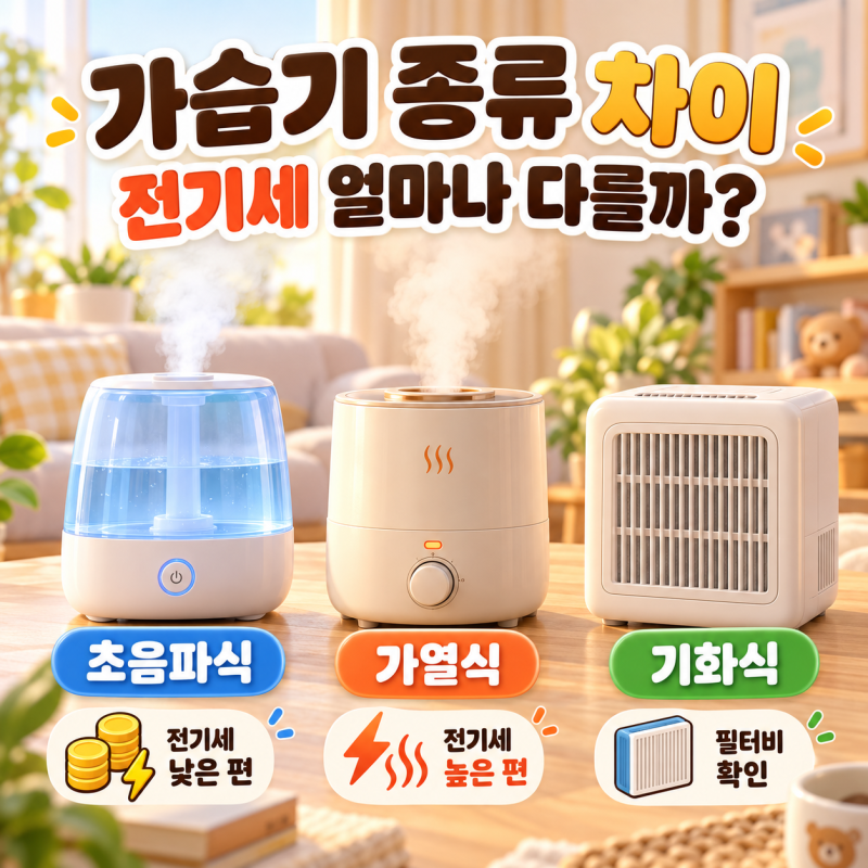 가습기 종류 차이, 초음파식·가열식·기화식 전기세와 장단점 비교