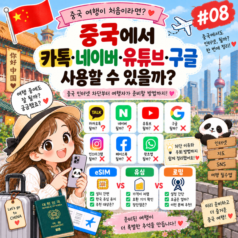 중국 여행이 처음이라면 #08 중국에서 카톡·네이버·유튜브·구글 사용할 수 있을까?중국 인....