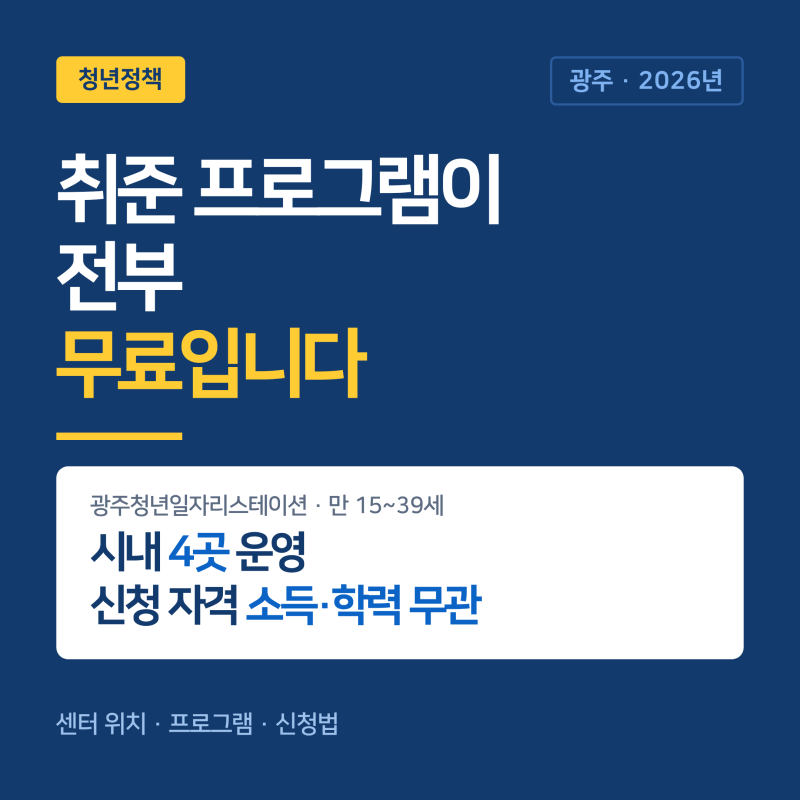 광주 청년이면 취준 프로그램 전부 무료 – 청년일자리스테이션 4곳 위치·신청법