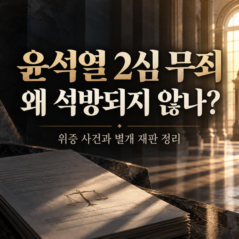 윤석열 무죄 선고에도 석방 안 되는 이유, 재판 결과 깔끔 정리