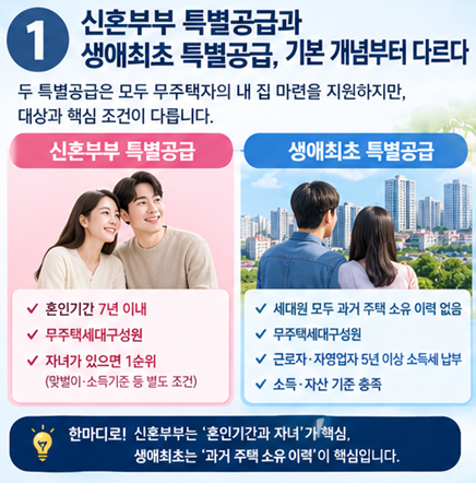 신혼부부 vs 생애최초 특별공급, 어떤 것이 더 좋을까? 2026년 최신 청약조건 비교