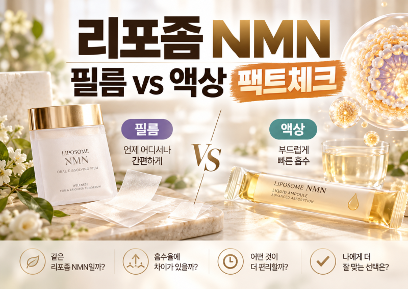 리포좀 NMN 필름 vs 마시는 액상형 비교, 흡수율과 성분 차이 완벽 정리