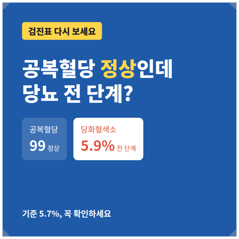 공복혈당 정상인데 당뇨 전 단계? 당화혈색소 5.7% 꼭 확인하세요