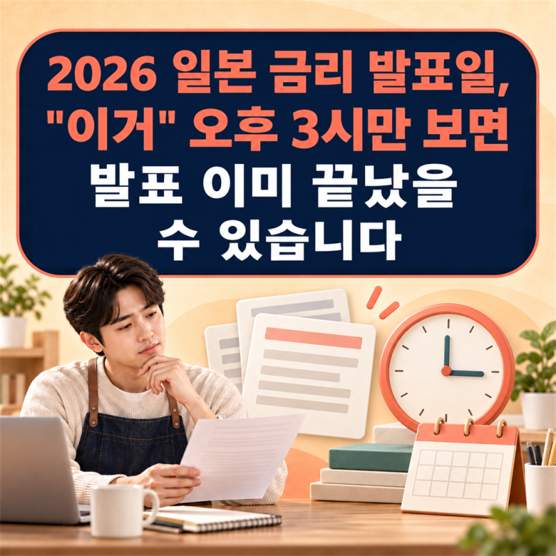 2026 일본 금리 발표일, "이거" 오후 3시만 보면 발표 이미 끝났을 수 있습니다