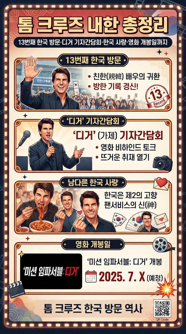 톰 크루즈 내한 총정리｜13번째 한국 방문·디거 기자간담회·한국 사랑·영화 개봉일까지