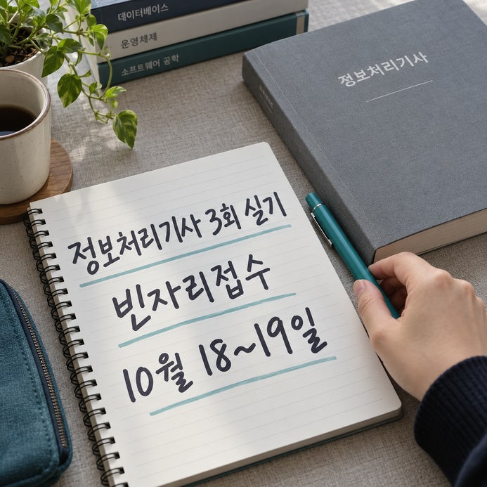 2026 정보처리기사 3회 실기 일정, 빈자리접수 10월 18~19일과 시험 기간·12월 18일 발표