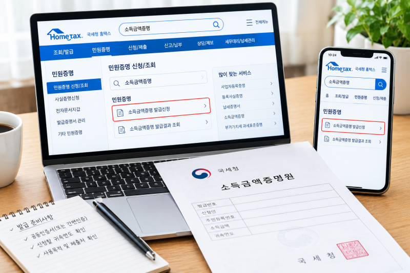 소득금액증명원 발급, 세무서까지 갈 필요 없어요! 홈택스에서 바로 받는 방법
