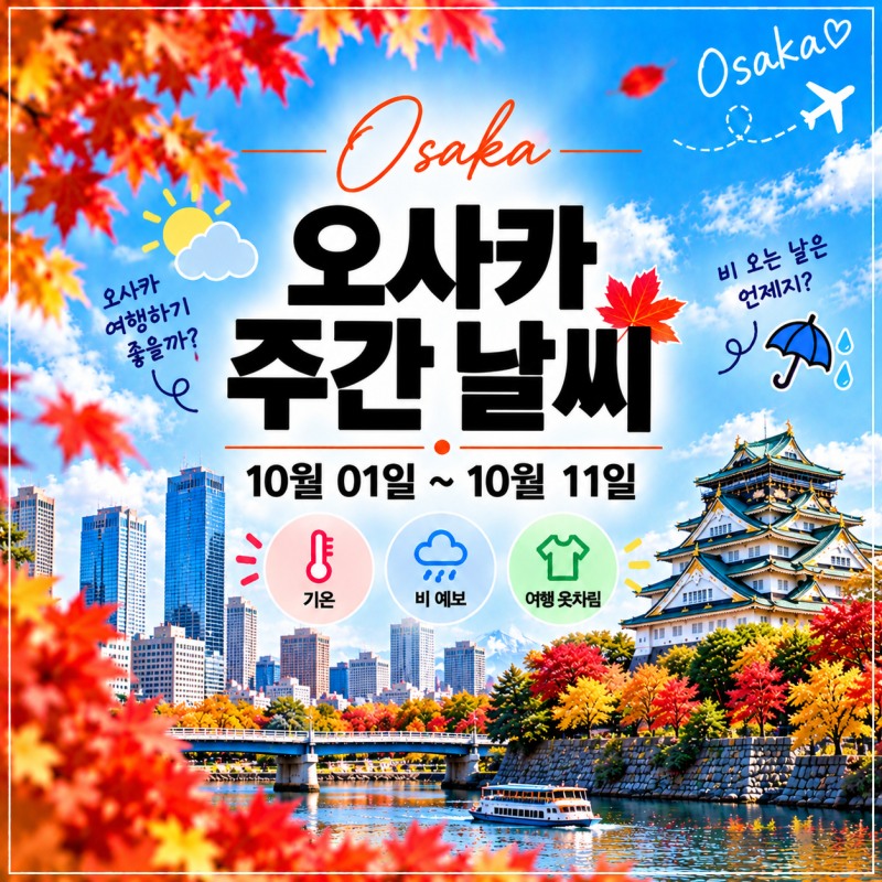 ✈️ 오사카 주간 날씨｜10월 01일~10월 11일 비 예보·기온·여행 옷차림