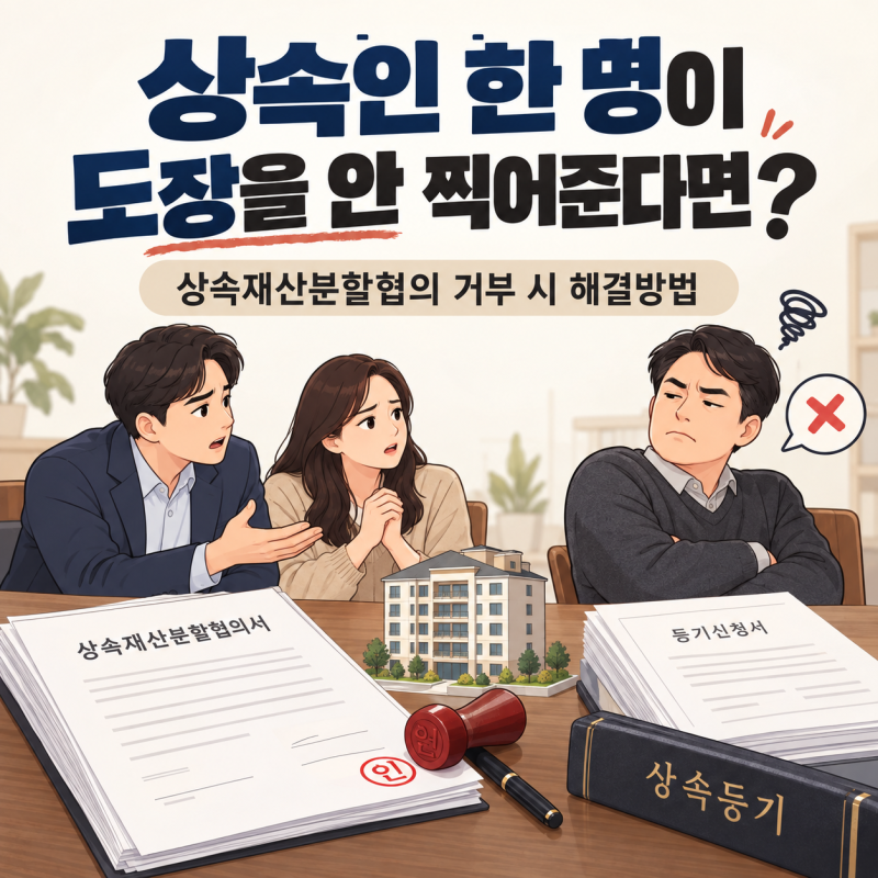 상속인중 한 명이 도장을 안 찍어준다면? 상속재산분할협의 거부 시 해결방법