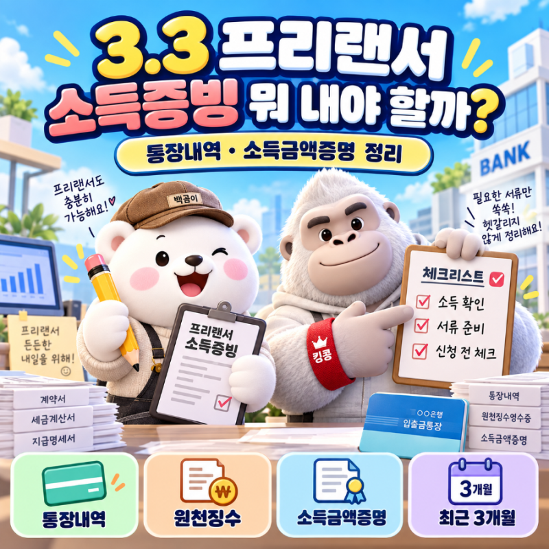 3.3 프리랜서 소득증빙 뭐 내야 할까? 통장내역·소득금액증명 정리