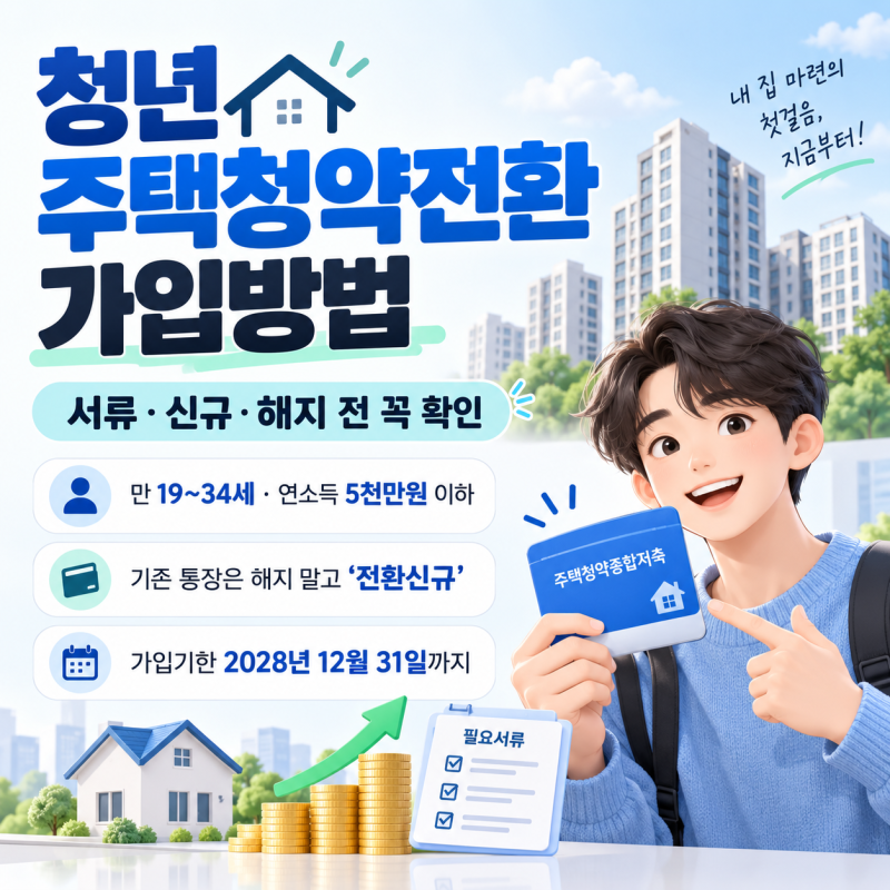 청년 주택청약전환 가입방법 및 준비하기! 서류·신규·해약(f.농협 외)