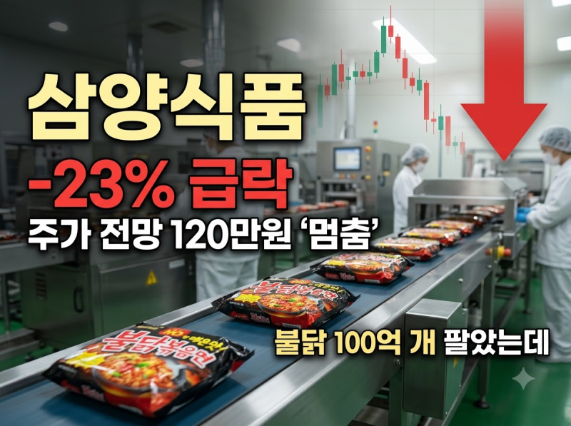 "불닭 100억 개 팔았는데" 주가는 고점 대비 -23%, 삼양식품 주가 전망 120만원에서 왜 멈췄나