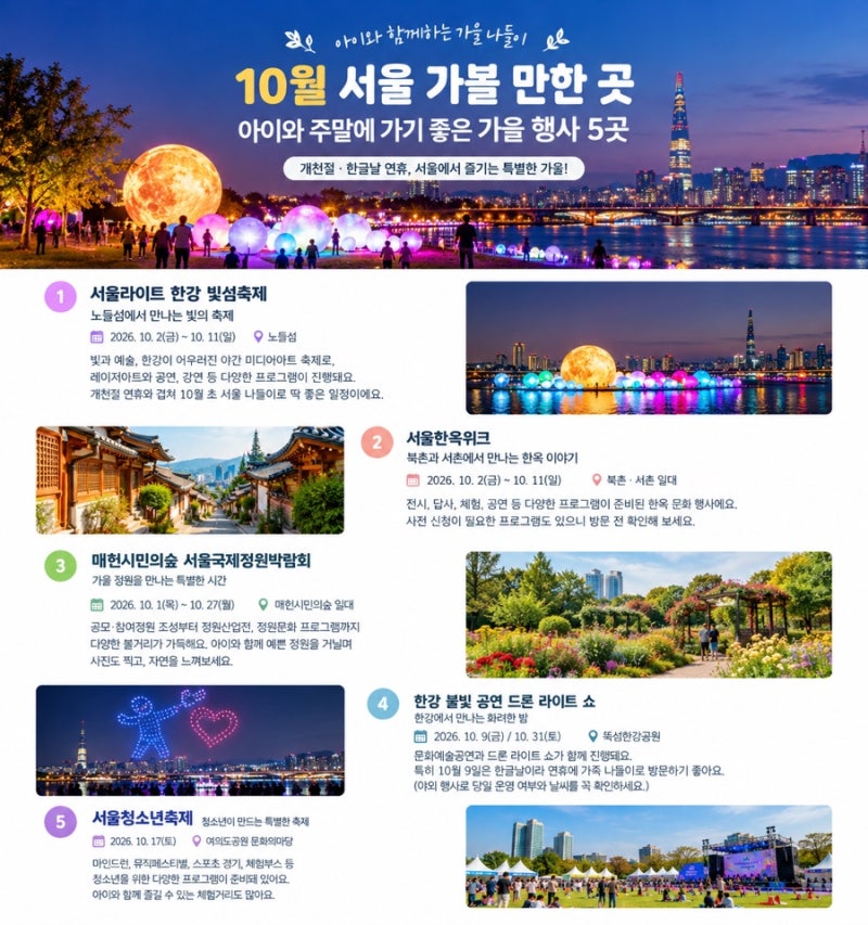 10월 서울 가볼 만한 곳｜아이와 주말에 가기 좋은 가을 행사 5곳