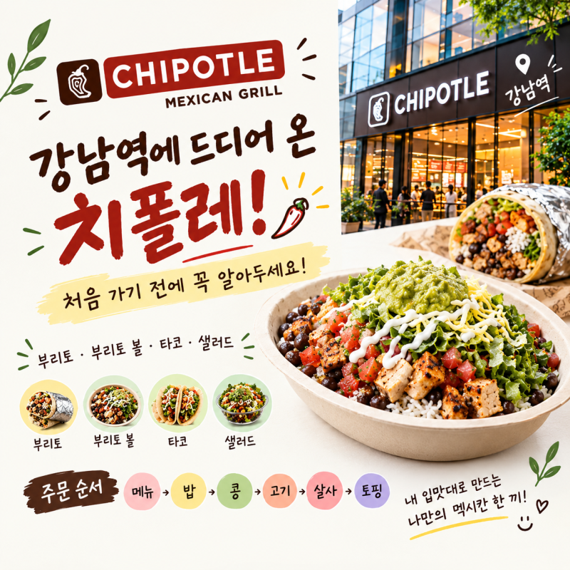 강남에 치폴레가 떴다! 치폴레 뜻부터 메뉴·가격·주문법까지, 처음 가기 전 꼭 알아둘 것