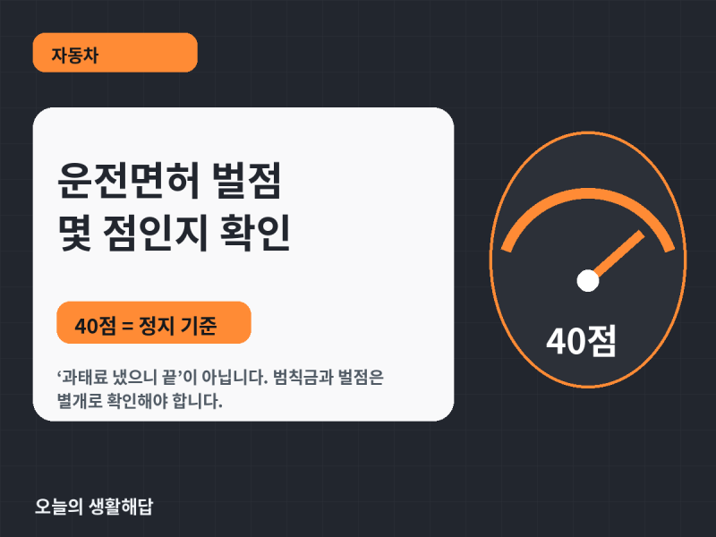 운전면허 벌점 조회방법｜40점부터 정지, 40점 미만은 1년 무위반이면 소멸