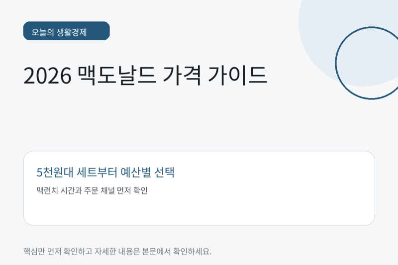 2026 맥도날드 메뉴 가격 총정리: 5천원대 세트부터 맥런치 가성비 조합까지