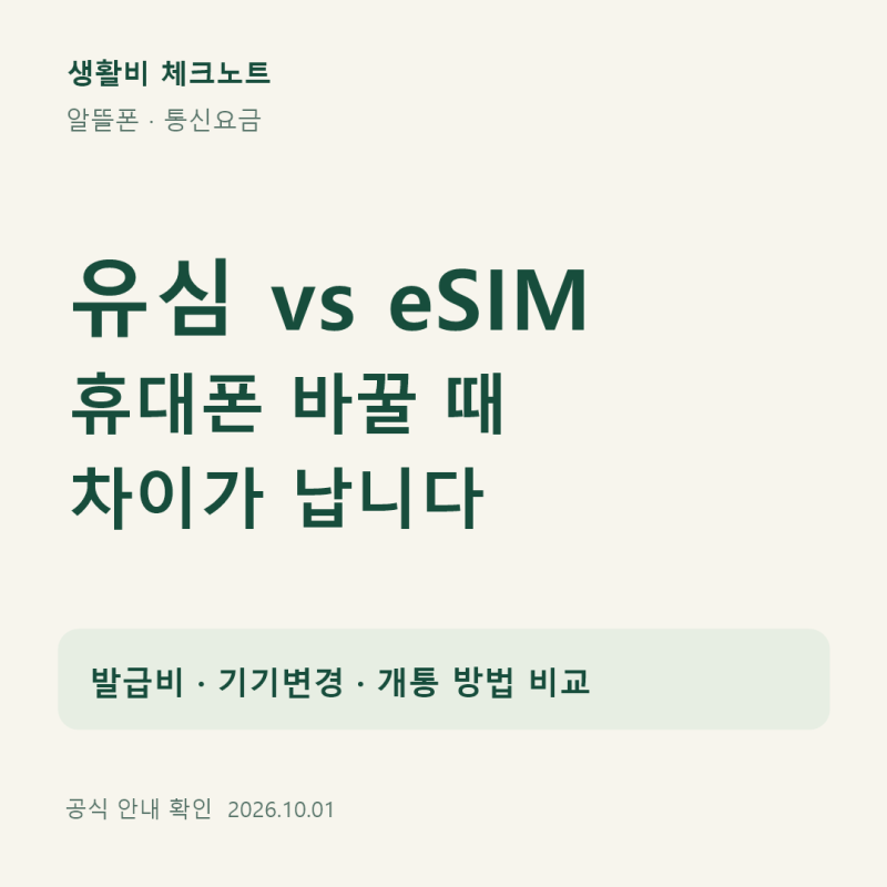 유심 vs eSIM 차이, 발급비·기기변경·개통 방법 비교