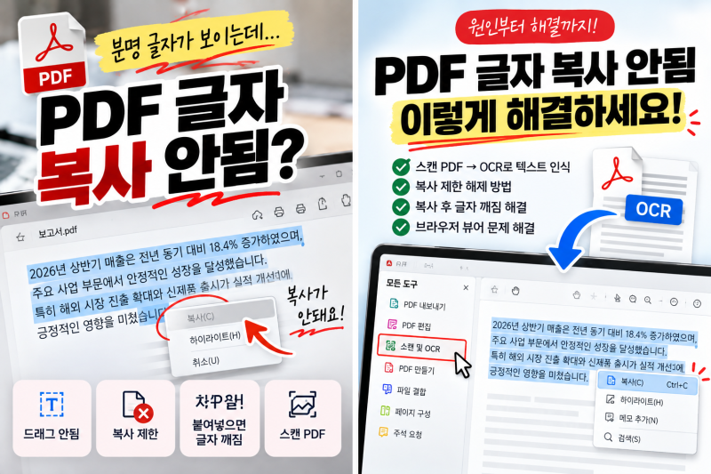 PDF 글자 복사 안됨 해결｜드래그 안 되고 붙여넣으면 글씨 깨질 때