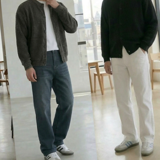 30대 ~ 50대 검정 가디건 다 비슷한 줄 알았는데 입어보니 여기서 갈리네… 남자 세미 크롭 골....